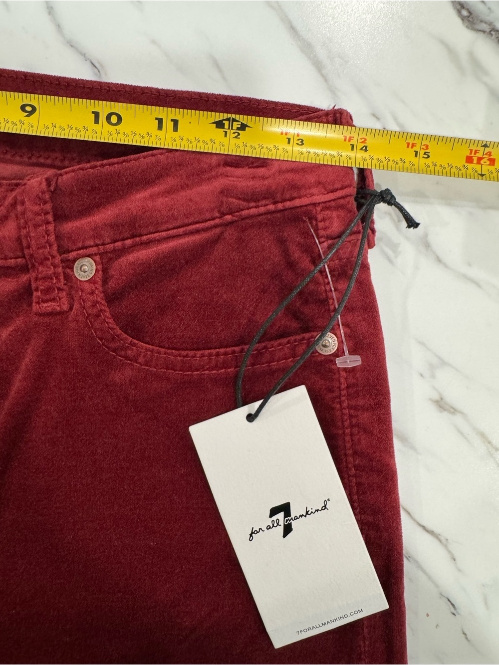 7 For All Mankind Classic Flare Jeans Womens 27 Red Velvet High Rise Ali NWT - Picture 14 of 16